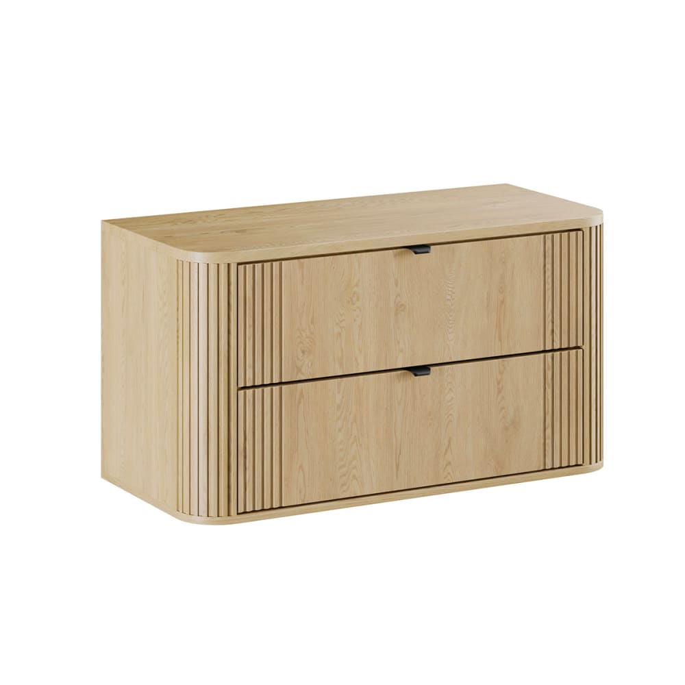 Set aus Waschtischunterschrank 100cm Melamin Helle Eiche -