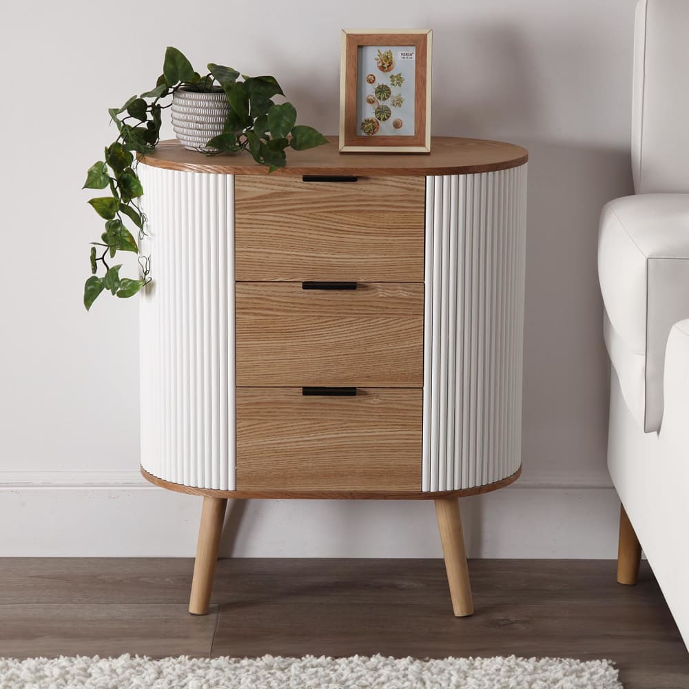 Commode à 3 tiroirs en aggloméré blanc