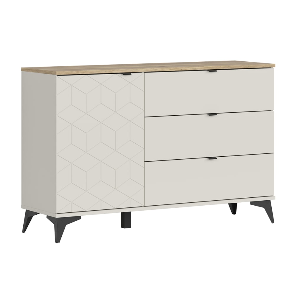 commode 1 porte 3 tiroirs