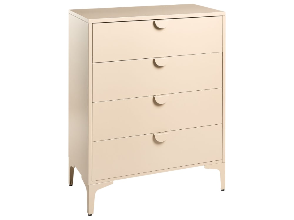 Commode à 4 tiroirs métal beige