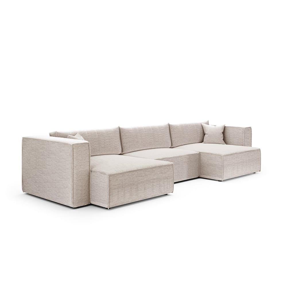 Canapé u 5 places convertible coffre bois de pin blanc