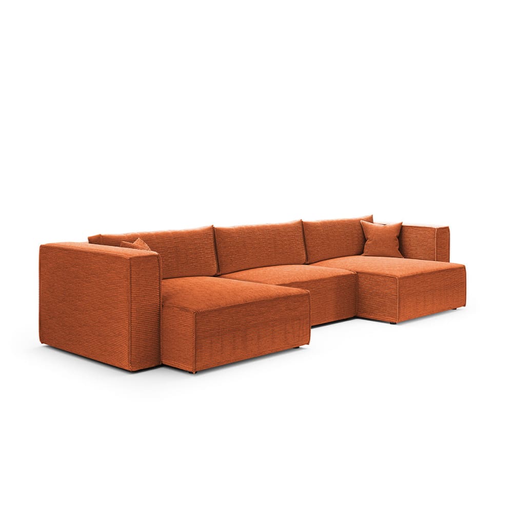Canapé u 5 places convertible coffre bois de pin rouge Canapé u 5 places convertible coffre bois de pin rouge
