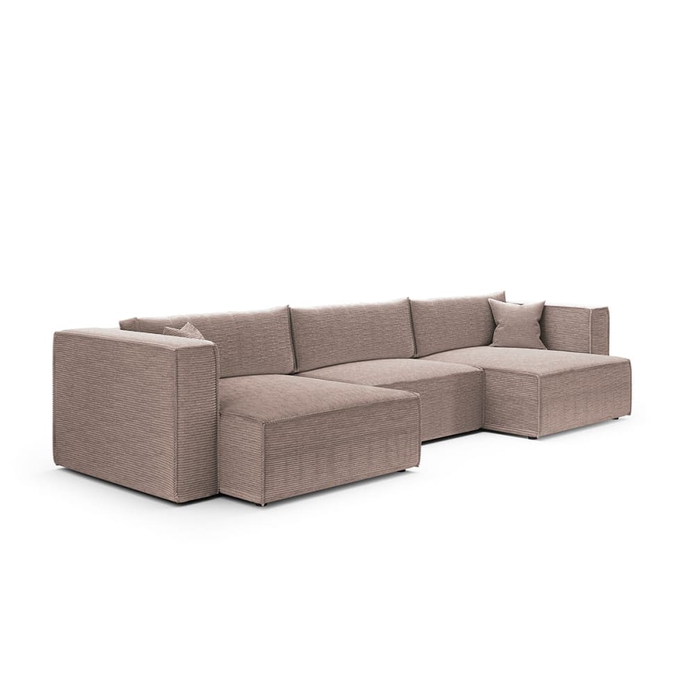 Canapé u 5 places convertible coffre bois de pin marron Canapé u 5 places convertible coffre bois de pin marron
