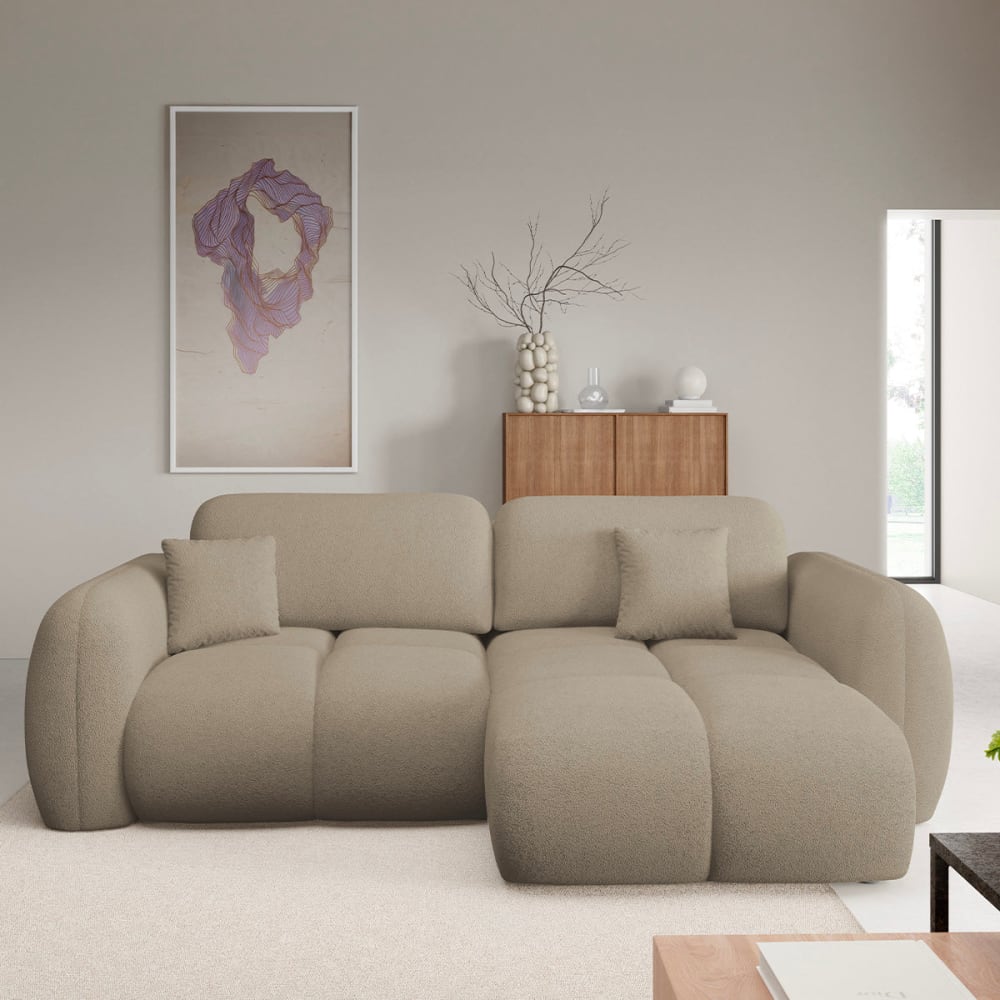 Petits meubles Umkehrbares 3-Sitzer-Ecksofa Kiefernholz Beige Beige