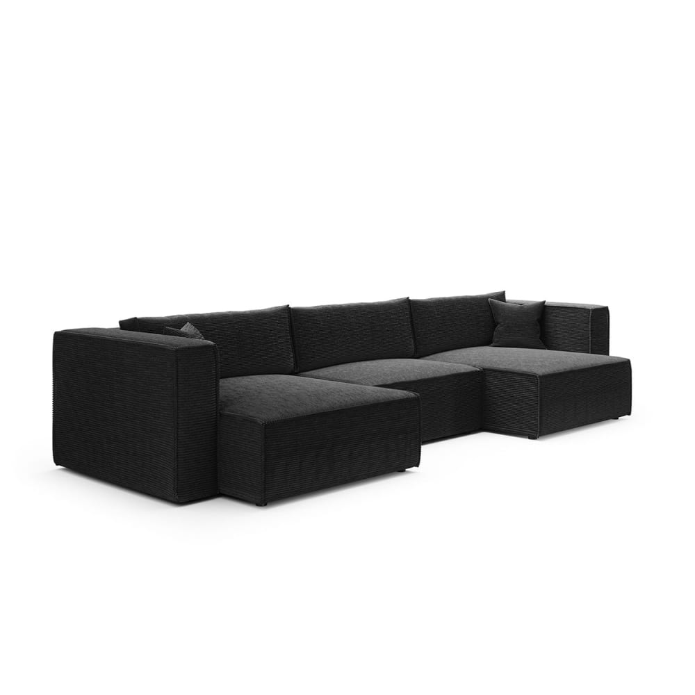 Canapé u 5 places convertible coffre bois de pin noir