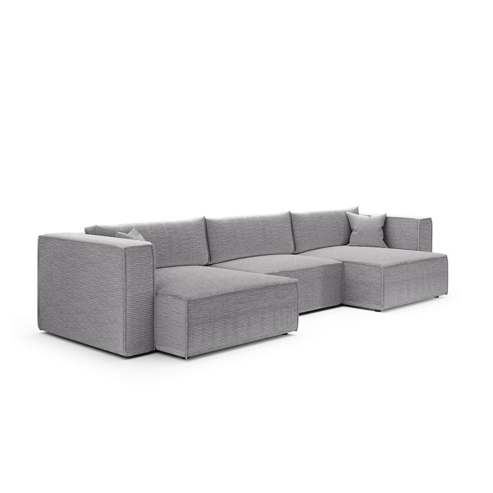 Canapé u 5 places convertible coffre bois de pin gris