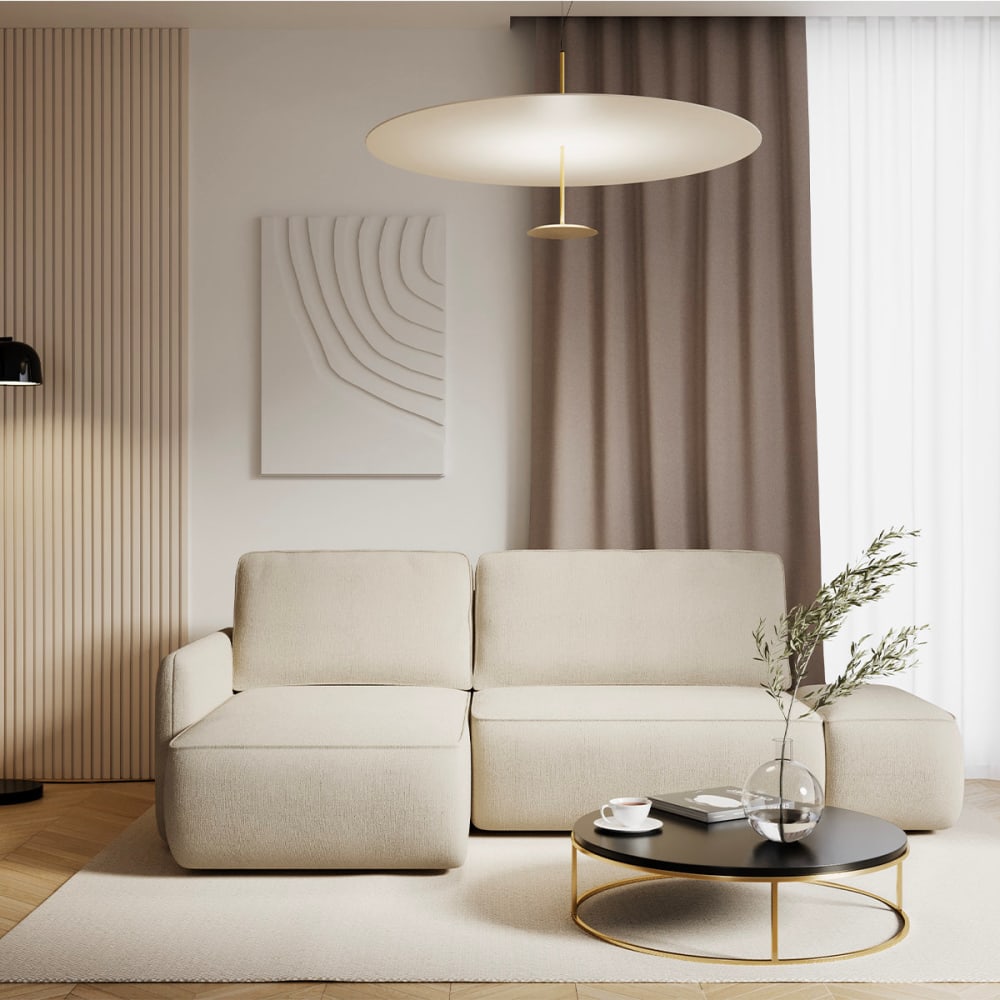 Petits meubles Alessio - 3-Sitzer-Ecksofa mit Truhe Kiefernholz Beige Beige