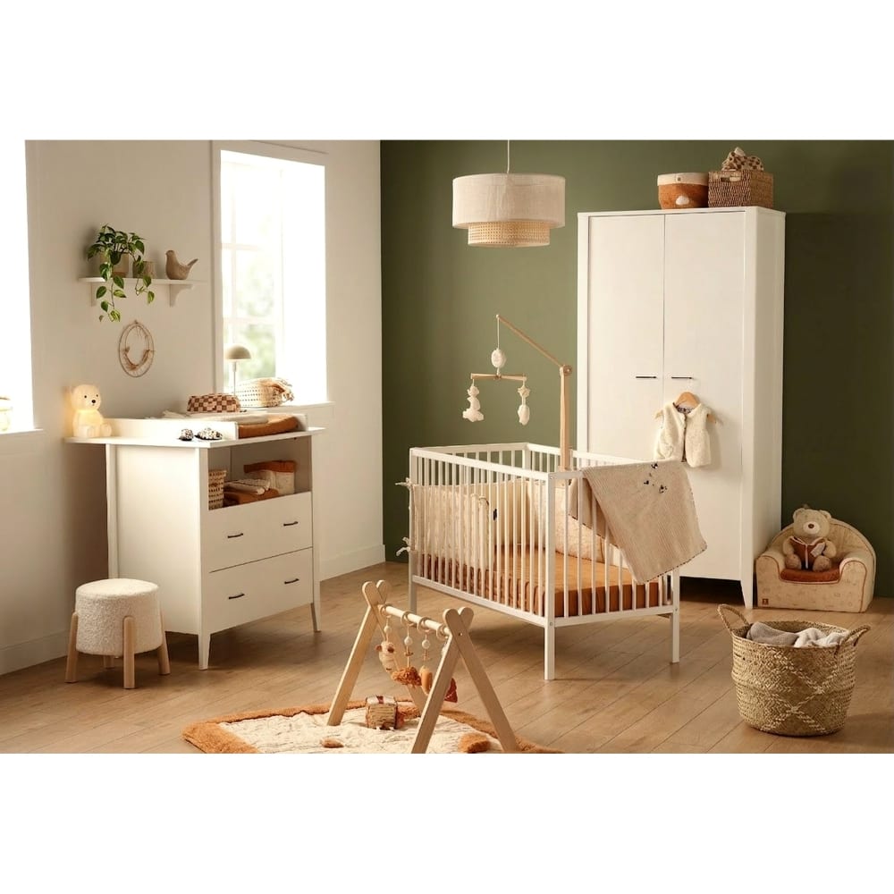 Sauthon 3-teiliges Babyzimmer "Angèle", Babybett 120 x Weiß Spanplatte