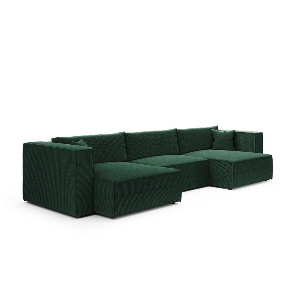 Canapé u 5 places convertible coffre bois de pin vert