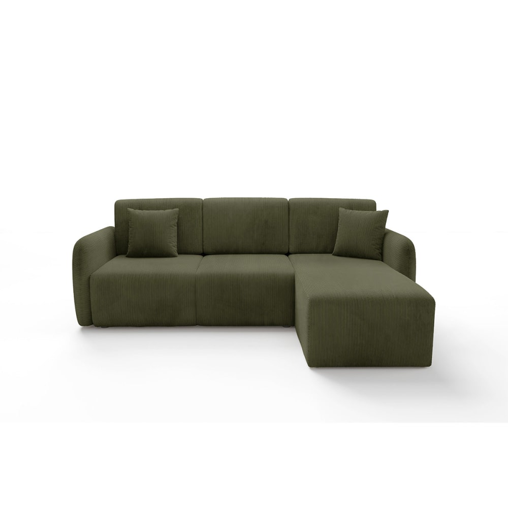 3-Sitzer-Wende-Ecksofa mit Bettkasten Kiefernholz Grün - Maisons