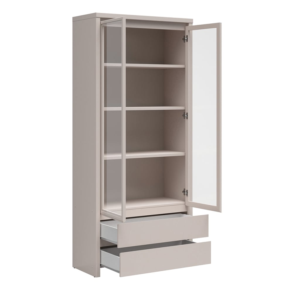 Vaisselier 2 portes 2 tiroirs panneaux de particules beige