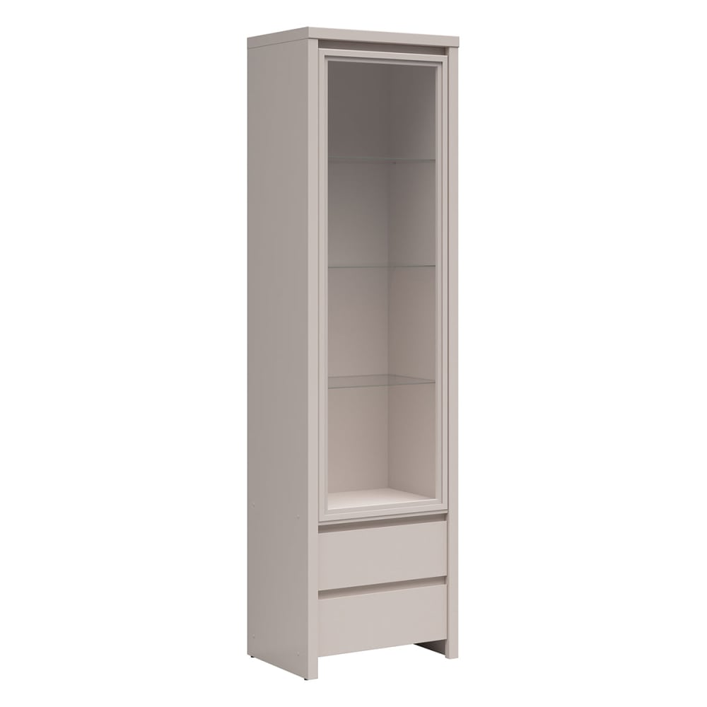 Petits meubles Vitrine 1 Tür 2 Schubladen Spanplatten Kaschmir Beige Spanplatte