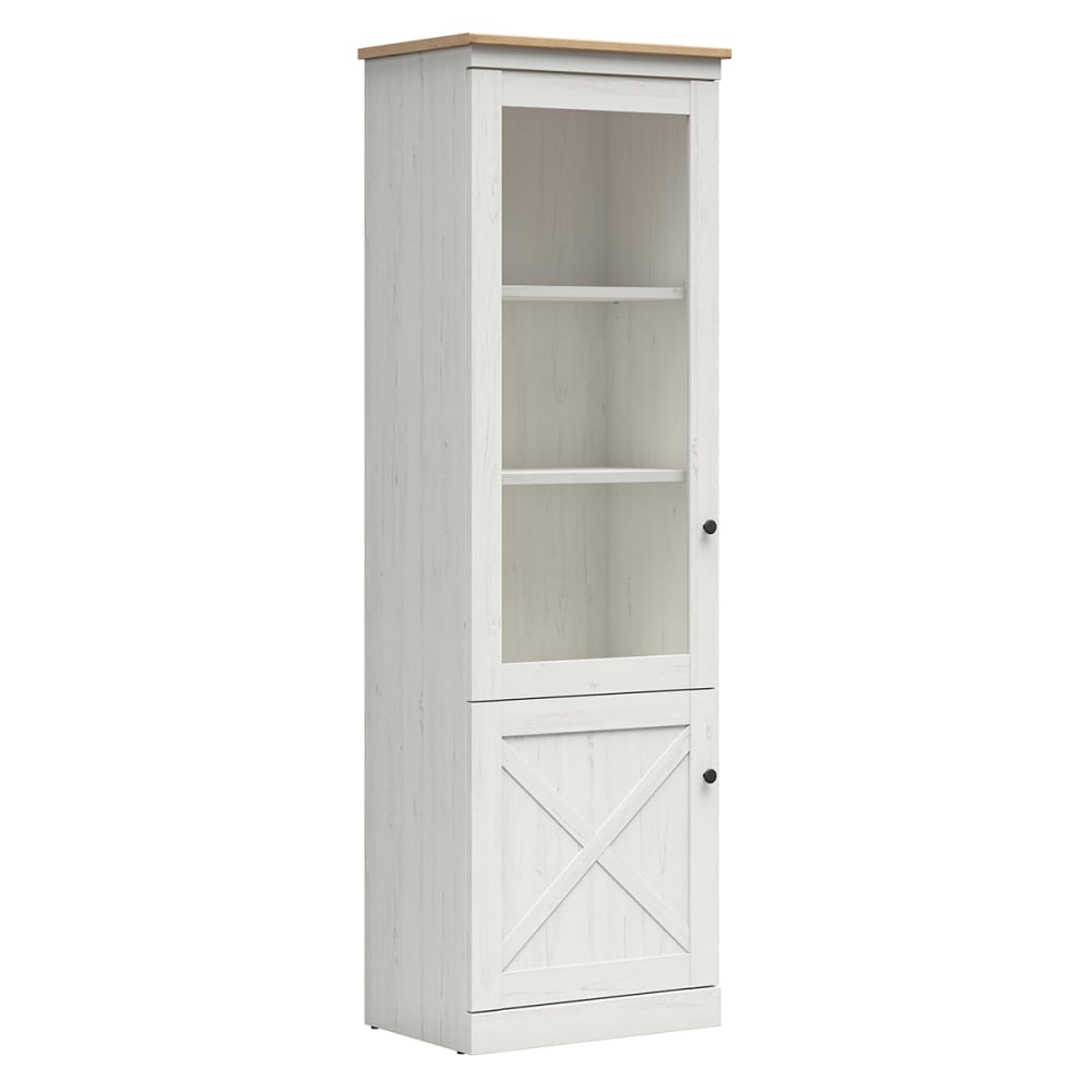 Vitrine 2 portes blanc et beige