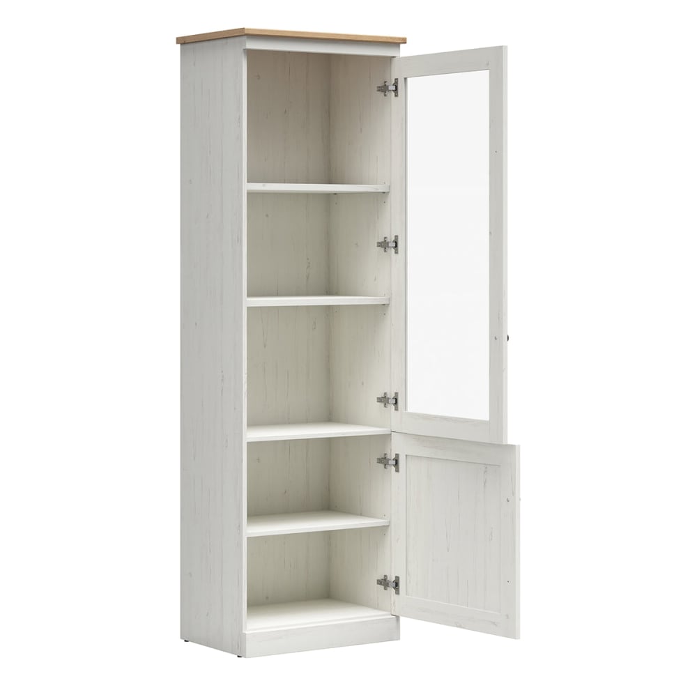 Vitrine mit 2 Türen, Weiß und Holzoptik, 63cm - Maisons Du Monde