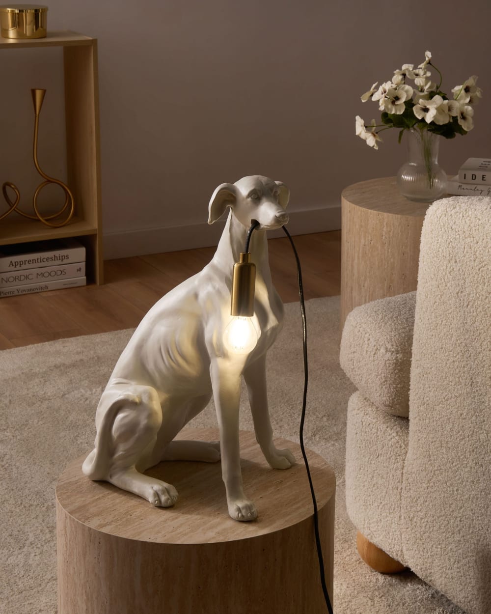 Lampe à poser chien blanc — vue 3