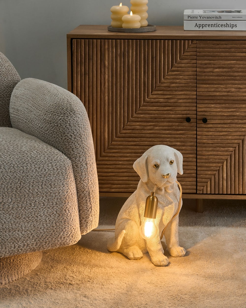 Lampe à poser chien blanc — vue 3