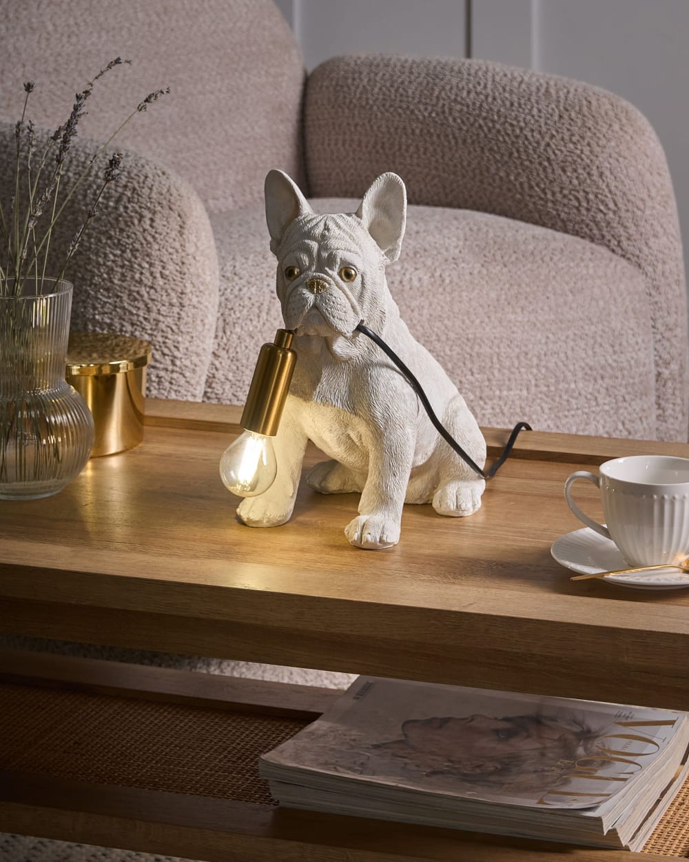Lampe à poser chien blanc — vue 3