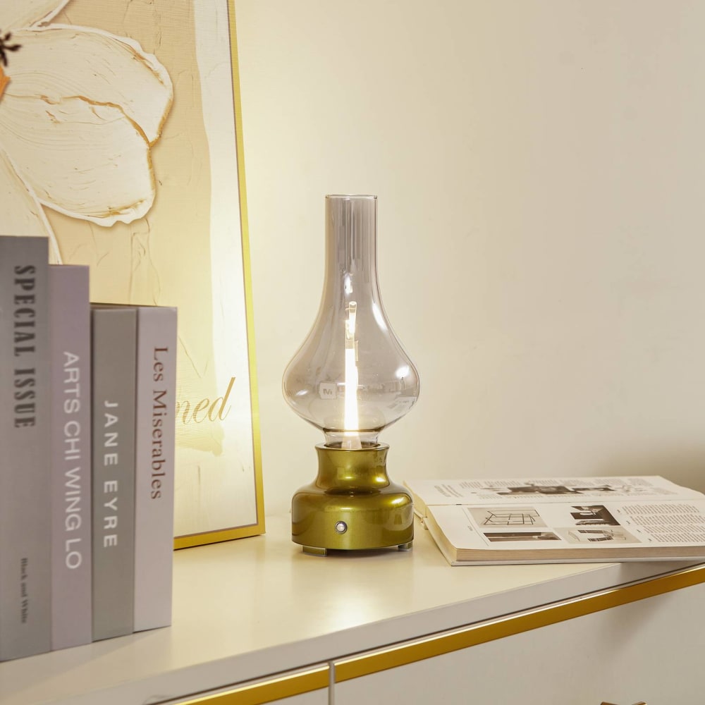 Lampe à poser led en verre vert — vue 3