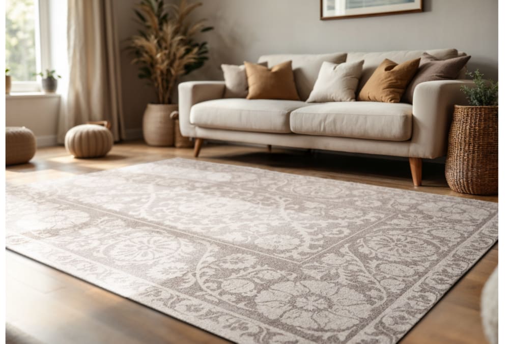 Novatrend Flachgewebter Orient-Teppich TABRY Grau 280x390 cm style modern Grau Pes - Polyester