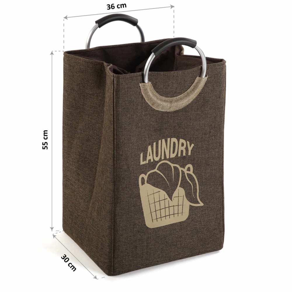 Panier à linge en polyester marron — vue 4