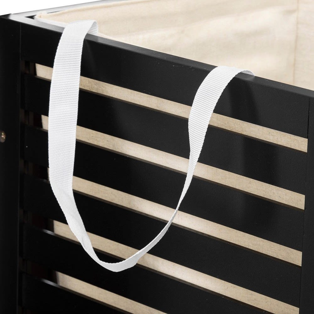 Panier à linge 65l bois noir