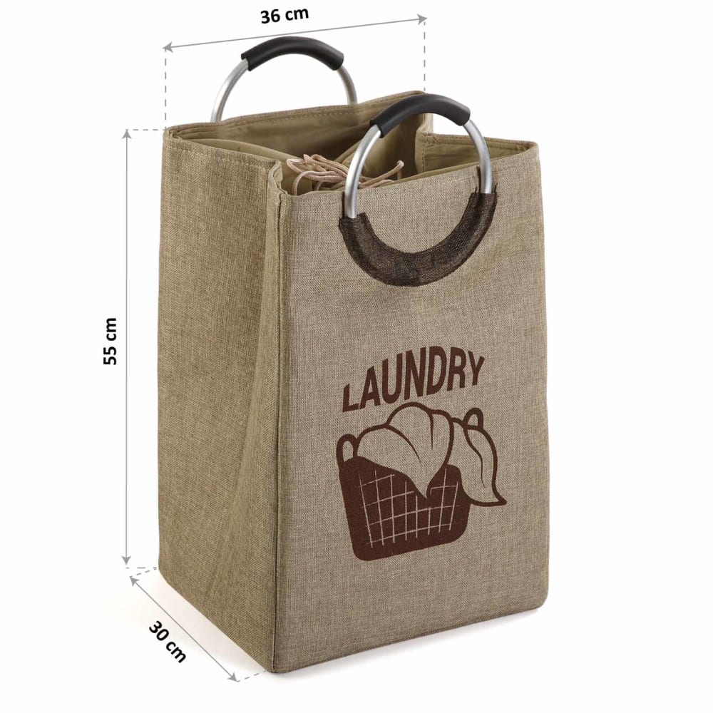 Panier à linge en polyester beige — vue 4