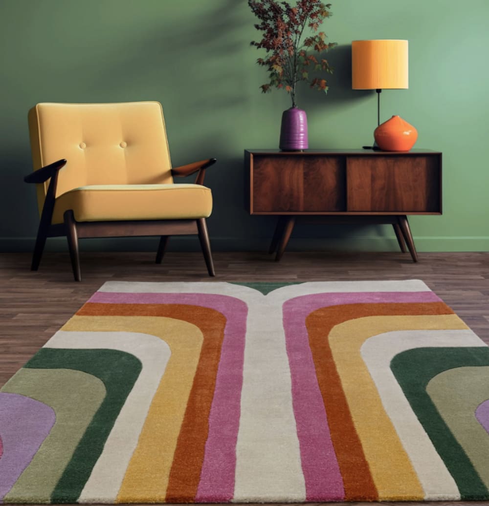 Novatrend Moderner Wohnzimmerteppich im Retro-Stil mehrfarbig 200x290 cm - Pes - Polyester