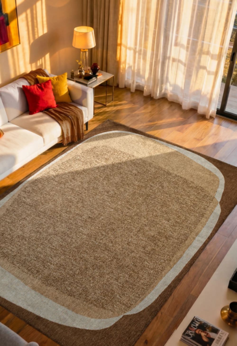 Novatrend Moderner flachgewebter Teppich AGATE Braun 140x200 cm style modern Braun Pes - Polyester