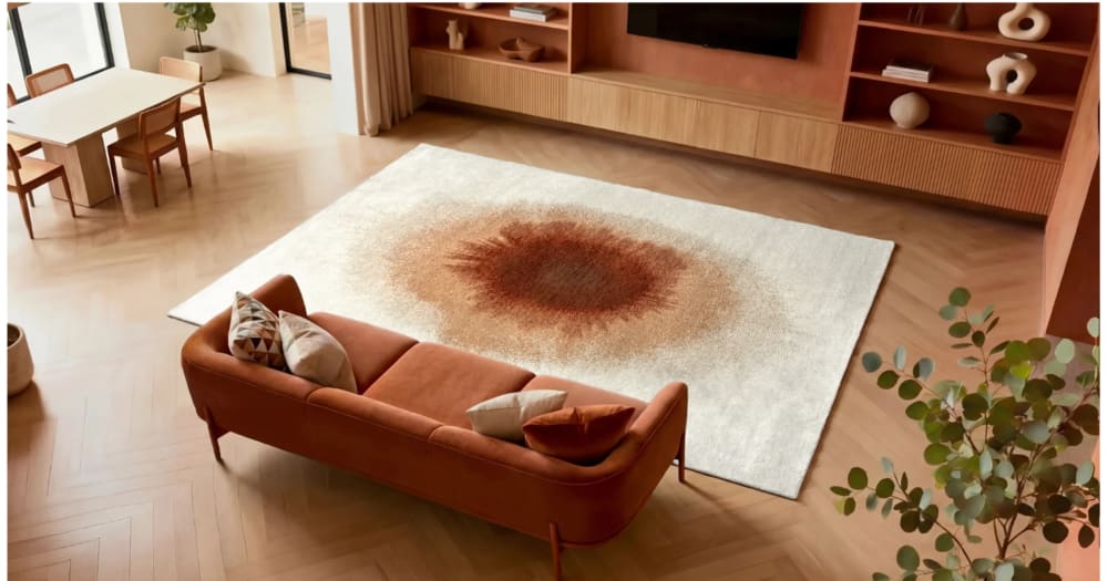Novatrend Moderner flachgewebter Teppich GLOBE Orange 100x140 cm style modern orange Pes - Polyester