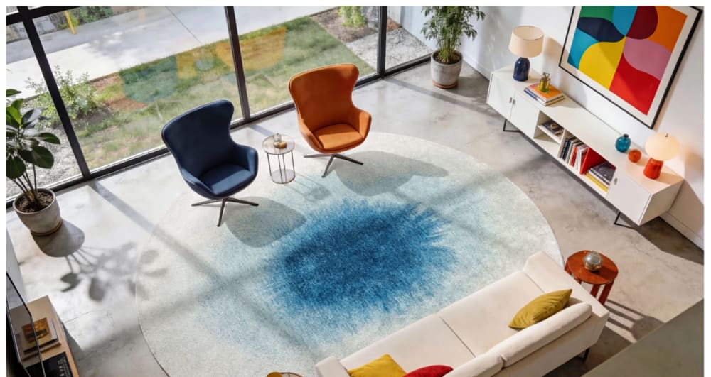 Novatrend Moderner flachgewebter Teppich GLOBE Blau 140x200 cm style modern Blau Pes - Polyester