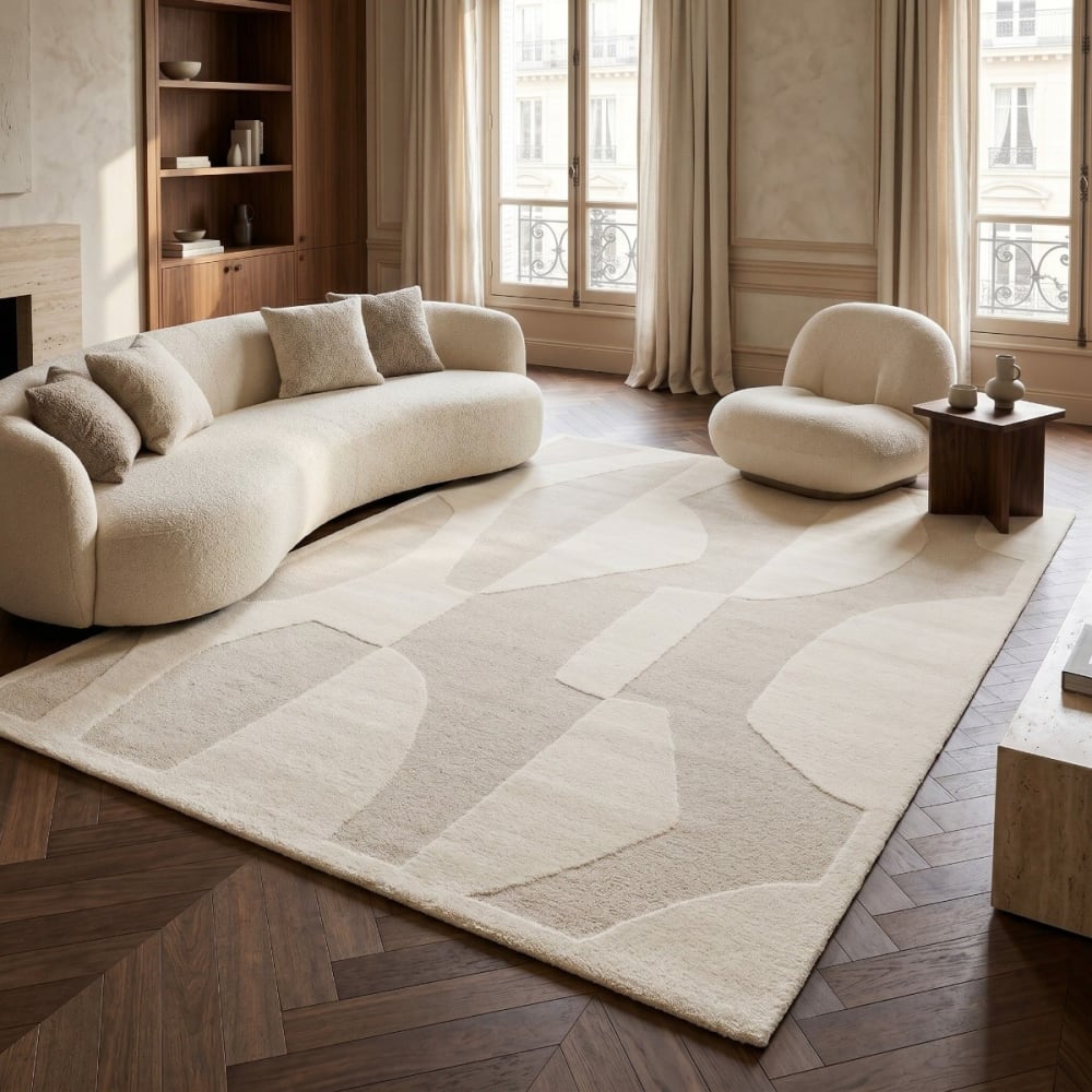 Tapis à reliefs doux géométrique blanc 160x230 — vue 3