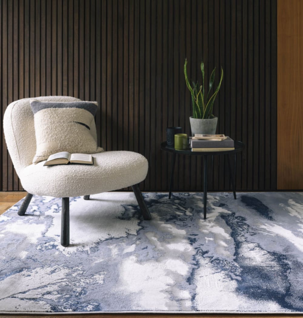 Novatrend Moderner Teppich für Wohnzimmer TORNADO Blau 120x170 cm style modern Blau Pes - Polyester