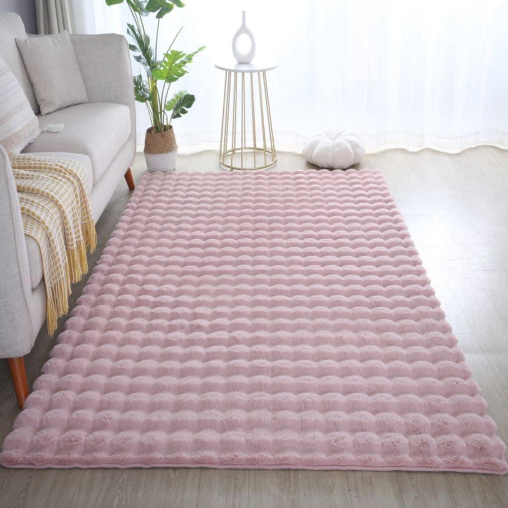 Tapis de fourrure à relief rose 160x230cm — vue 3