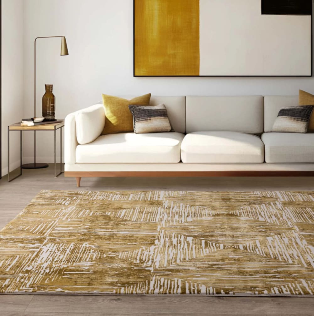 Novatrend Moderner Teppich für Wohnzimmer ZUKA SKETCH Gelb 120x170 cm style modern Gelb Pp - Polypropylen