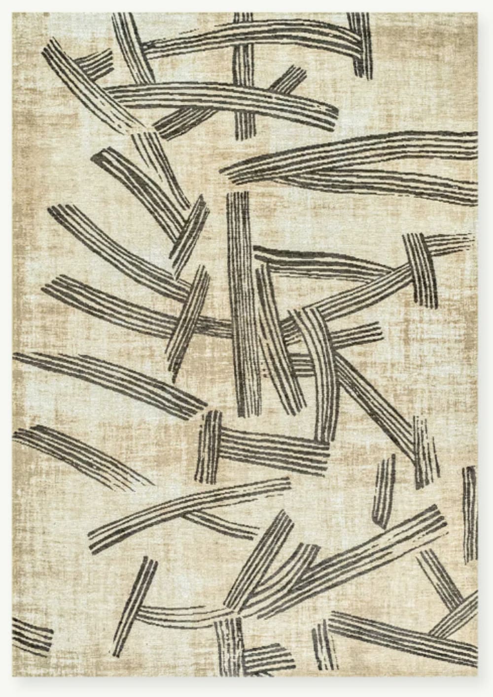 Moderner flachgewebter Teppich KATANA Beige Ø140 cm - Maisons Du