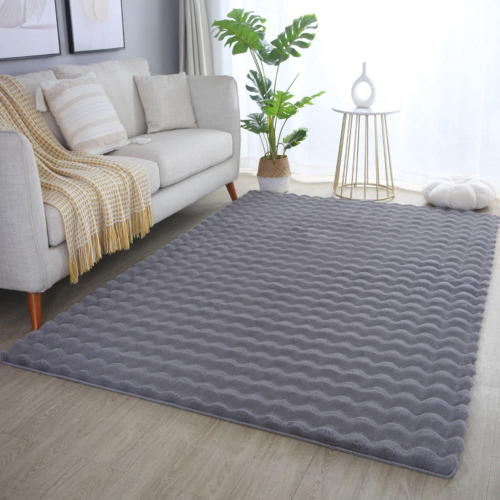 Tapis de fourrure à relief gris 160x230cm — vue 4
