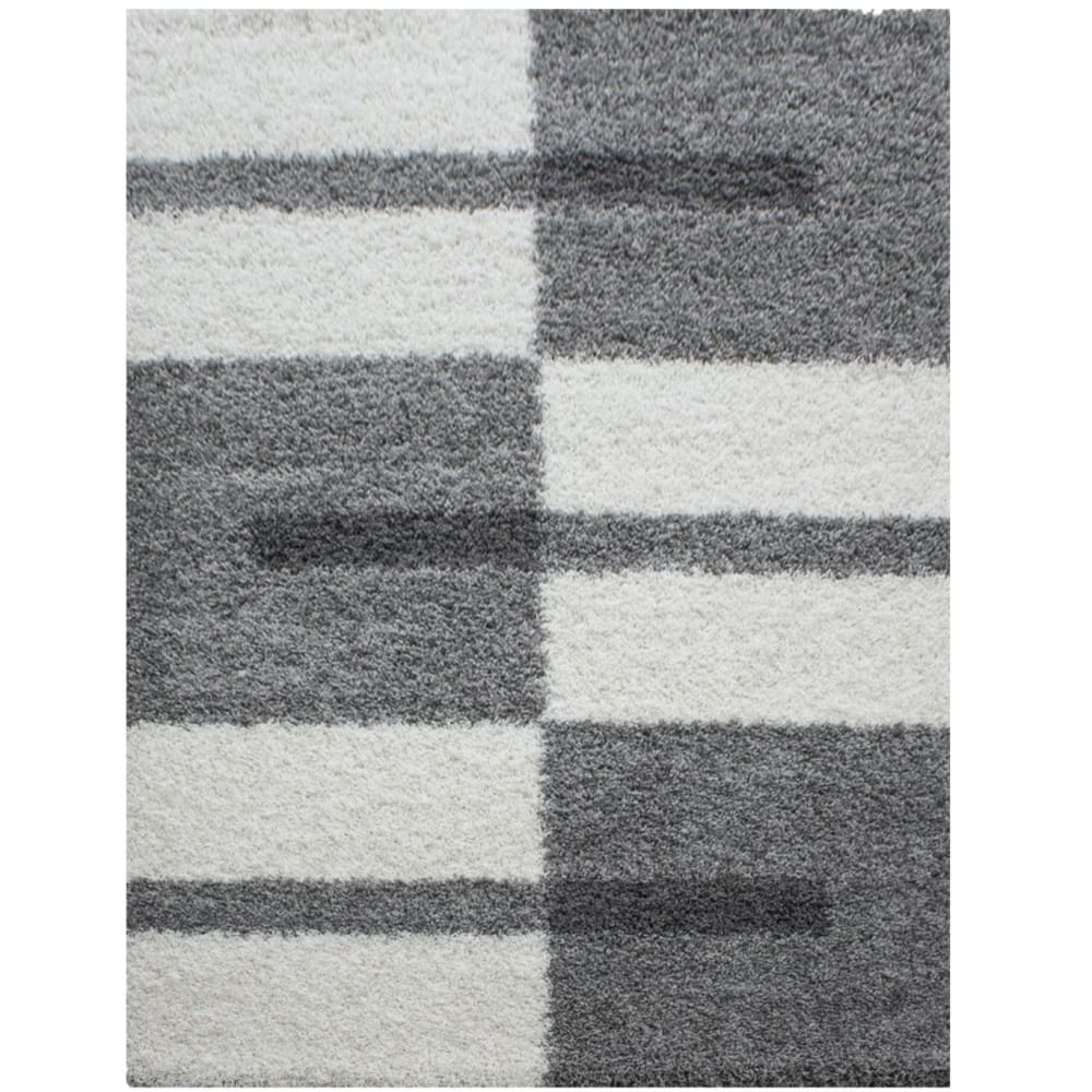 Tapis shaggy à motifs traits gris 60x110cm