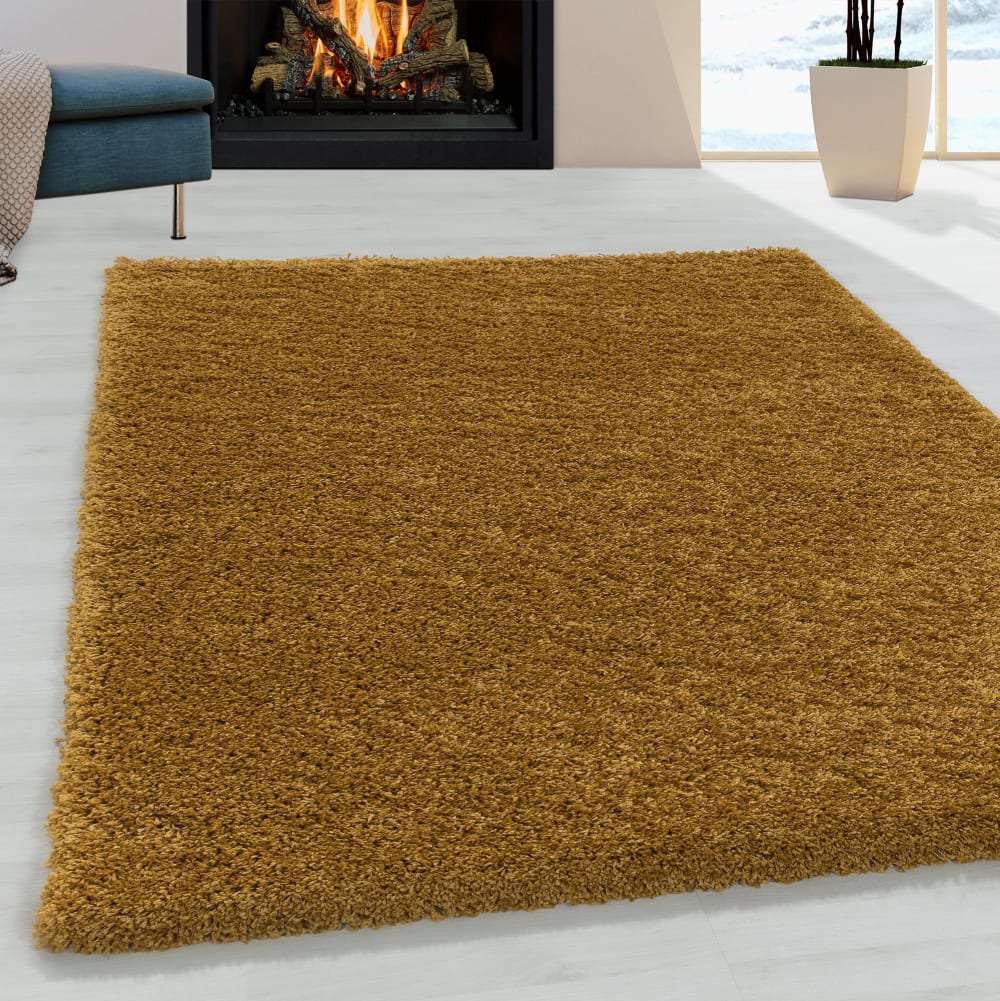 Tapis à poils longs doux ocre 60x110cm — vue 3
