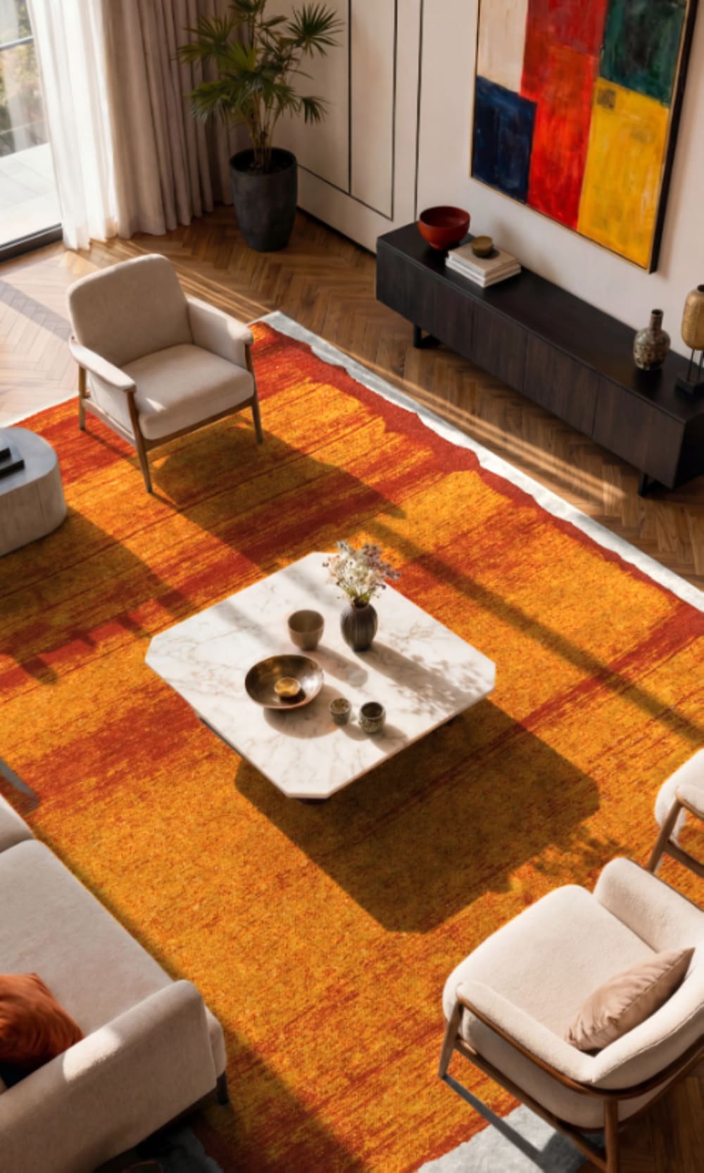 Novatrend Moderner flachgewebter Teppich BROOM Orange 280x390 cm style modern orange Pes - Polyester