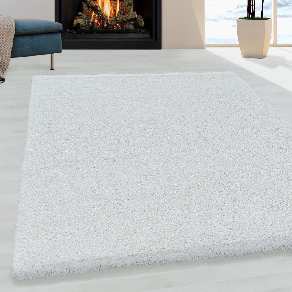 Tapis cosy à poils longs blanc 60x110cm — vue 3