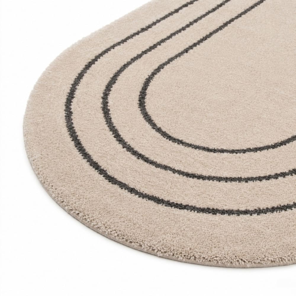 Tapis ovale crème noir à reliefs doux 160x230 — vue 4