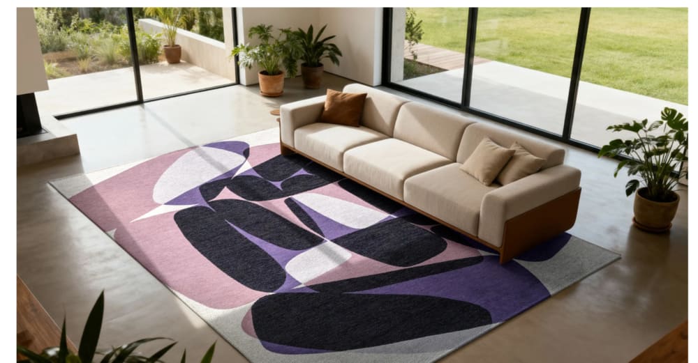 Novatrend Moderner flachgewebter Teppich ROCKY Violett 280x390 cm style modern Violett Pes - Polyester