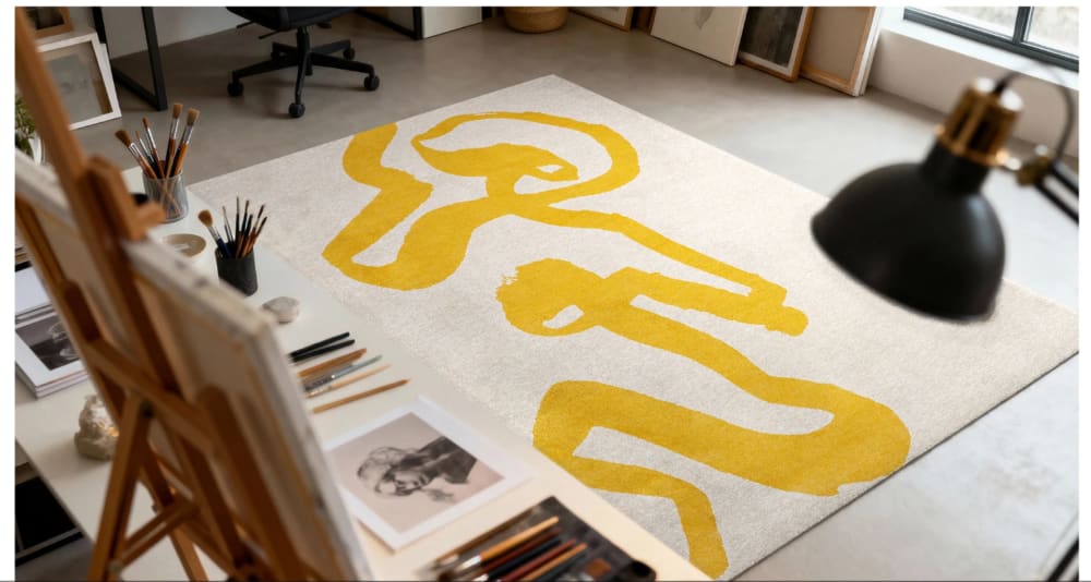 Novatrend Moderner flachgewebter Teppich STRAP Gelb 175x230 cm style modern Gelb Pes - Polyester