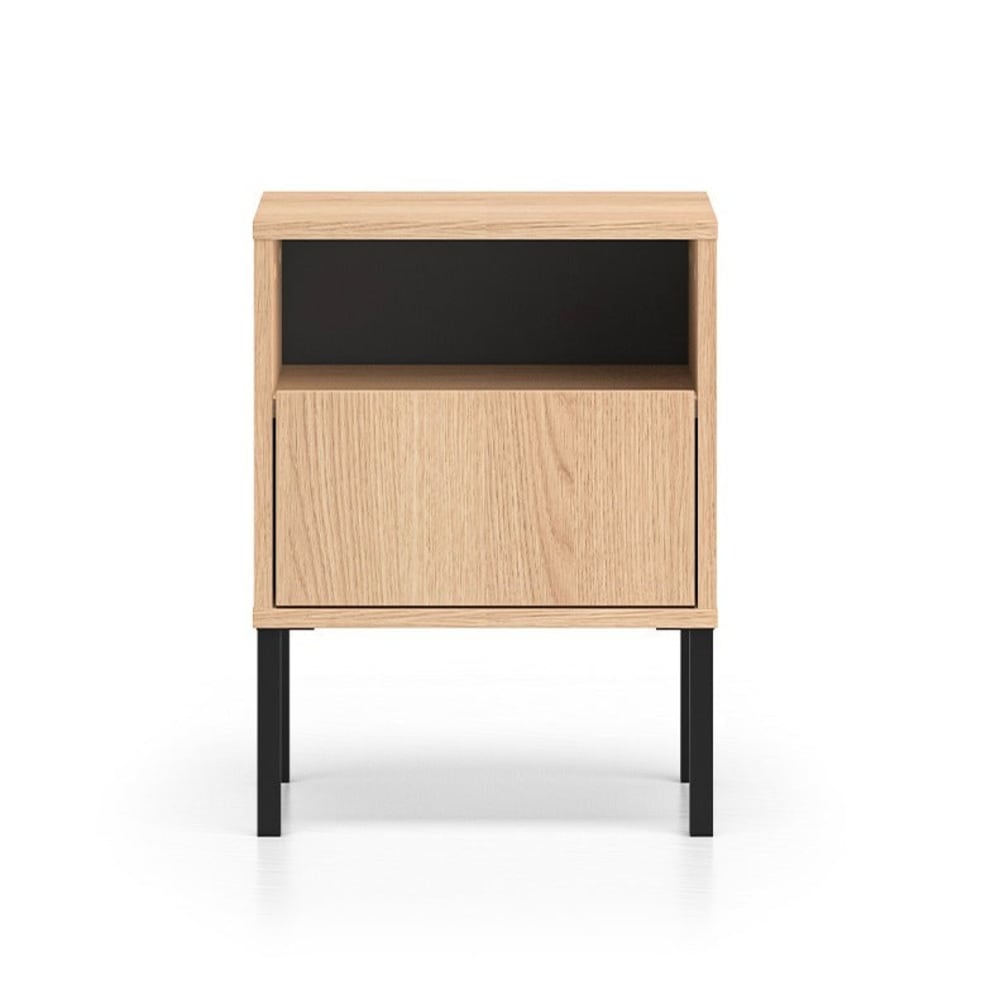 Nachttisch mit 1 Schublade Laminierte Platten Holz und Schwarz -