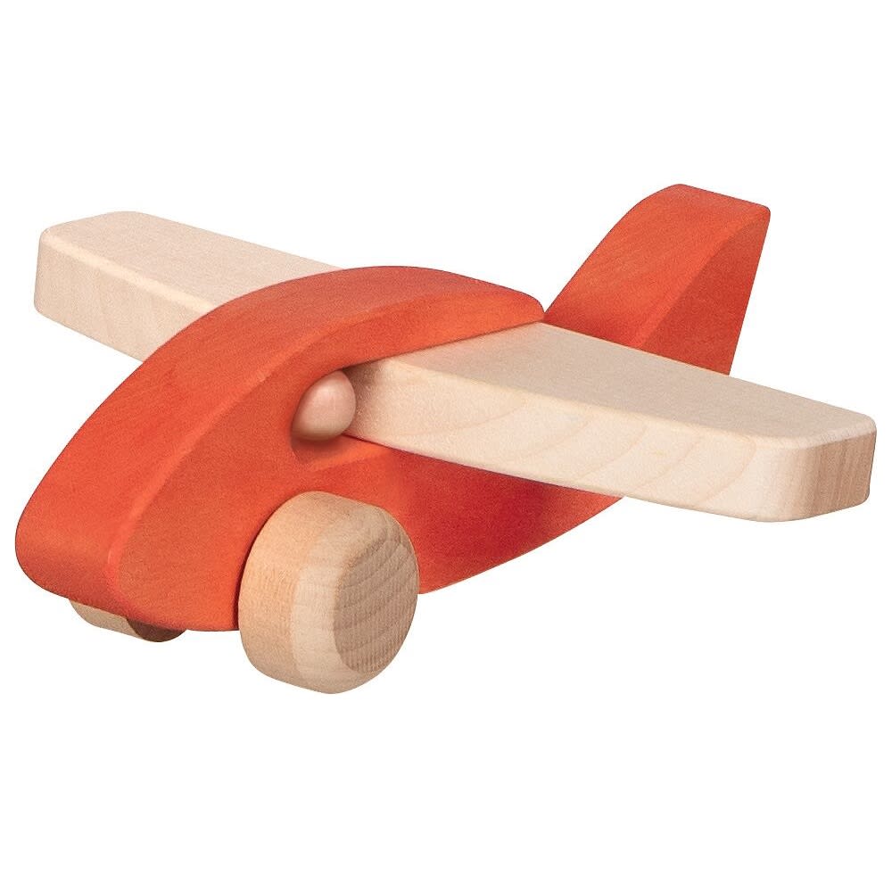 Goki Greiffahrzeug Flugzeug ROT HOLZ Kinder