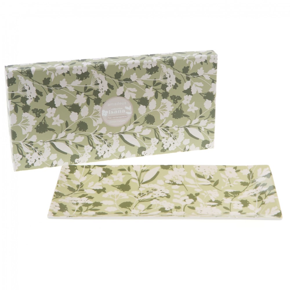 Coffret plat à cake vert en porcelaine