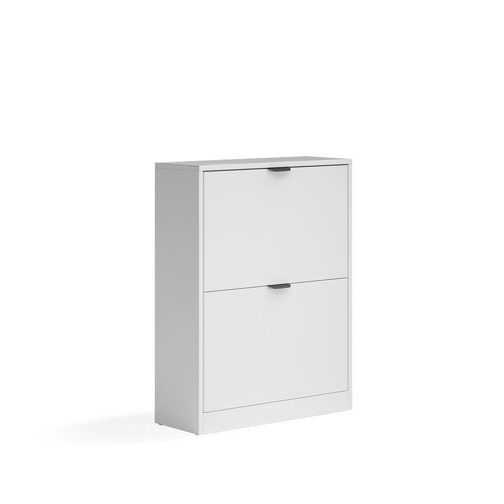 Vicco Schuhkipper mit 2 Fächern Weiß/Schwarz 59x77.6cm style modern Weiß Spanplatte