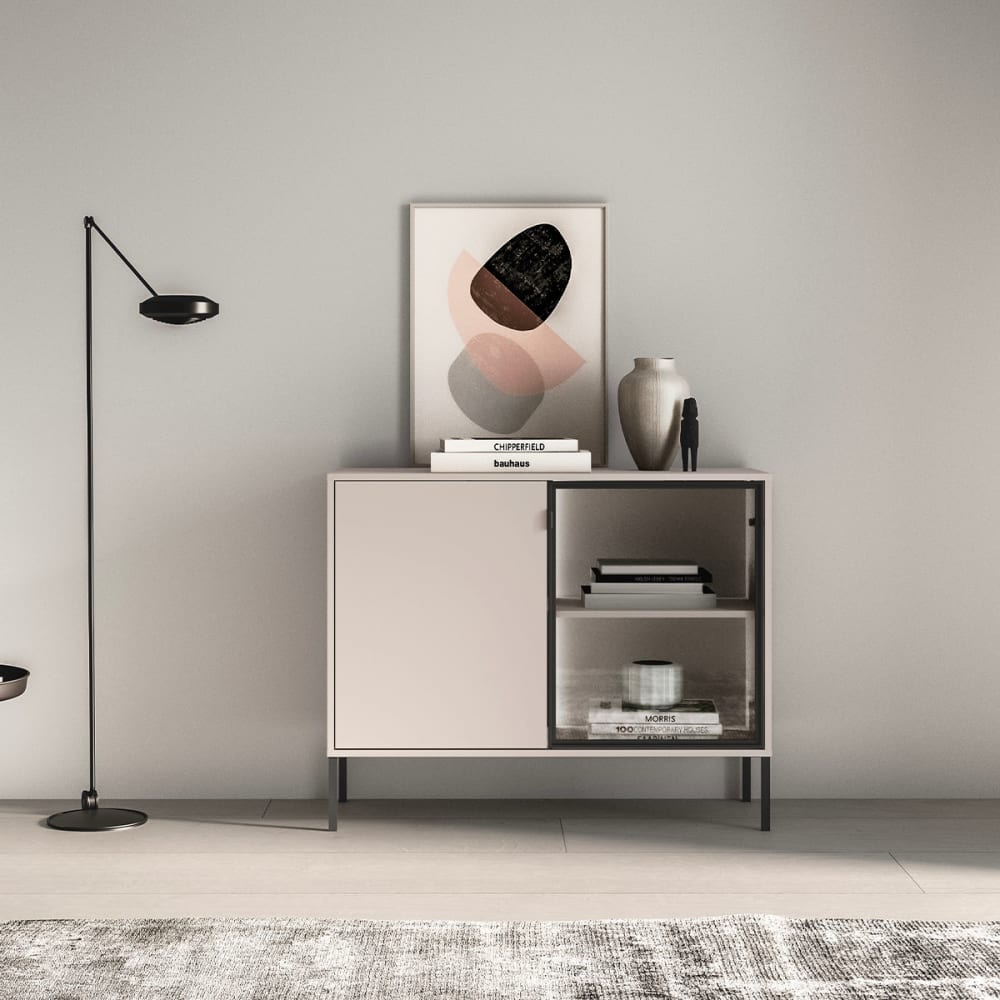 2-türiges Sideboard Laminatplatten Kaschmir und Schwarz - Maisons