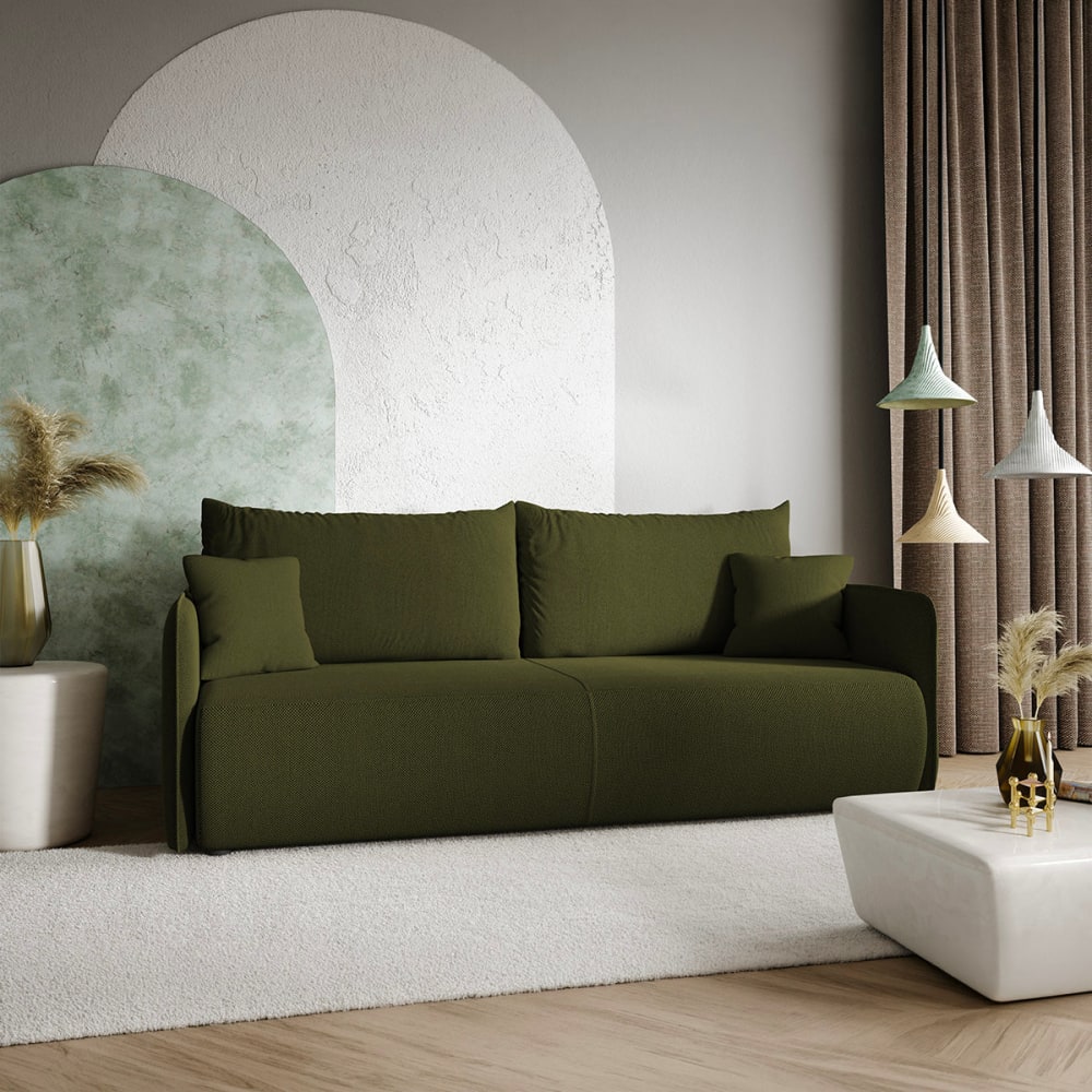 Petits meubles 3-Sitzer-Sofa mit Bettkasten Kiefernholz Grün Grün