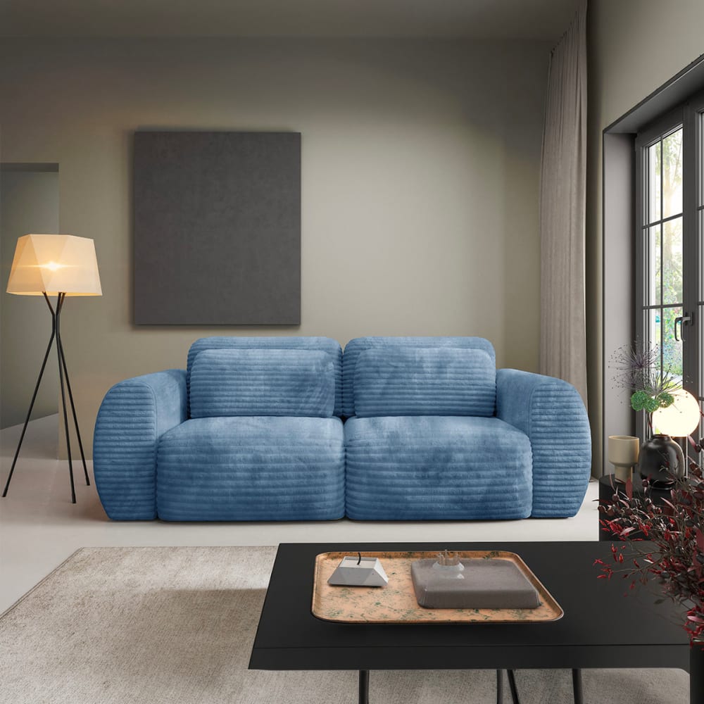 Petits meubles 3-Sitzer Schlafsofa mit Bettkasten Kiefernholz Hellblau - -